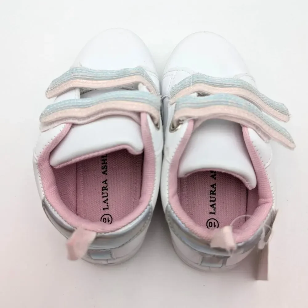 Laura Ashley Hook & Loop Sneakers Shoes Round Toe Girls' White Size US10 EU27